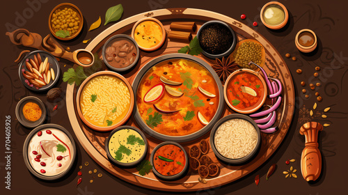 indian food rajasthani illustration background