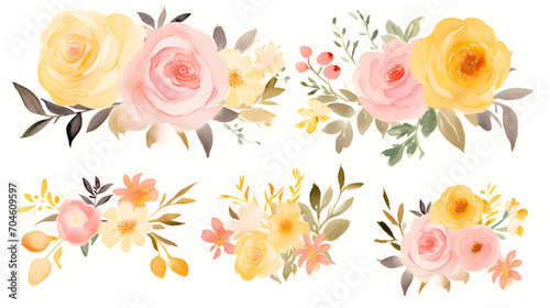 Floral frame with watercolor flowers  decorative flower background pattern  watercolor floral border background