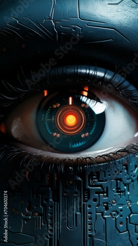 Close-Up of Eye with Orange Light