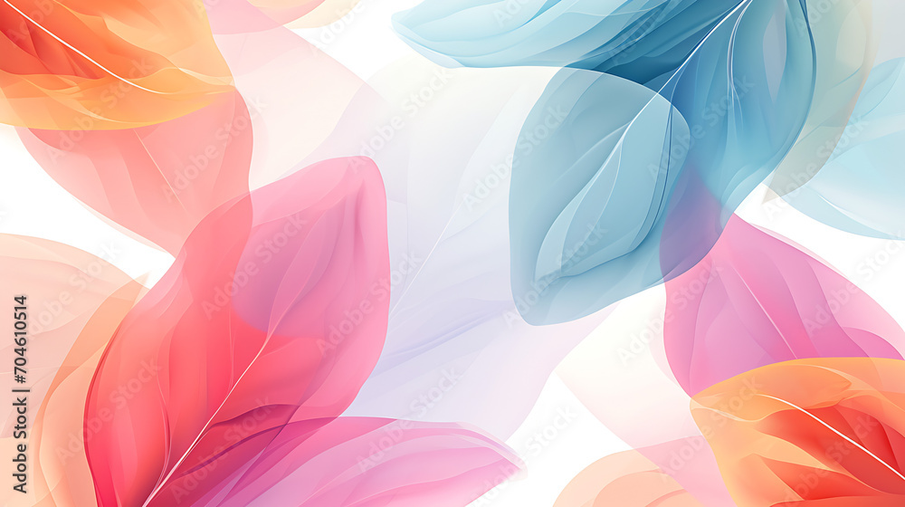 Soft Pastel Colored Abstract Colorful Leaf-Themed Background