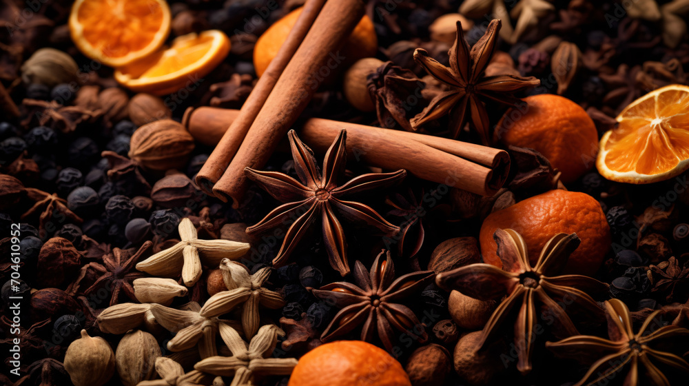  Lots of three spices for mulled wine star anise