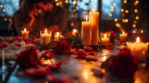 Eternal Embrace: Romantic Elegance Captured in Candleligh photo