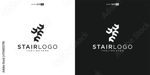 Stair Steps Tread Silhouette for Staircase Architecture Interior Building logo design