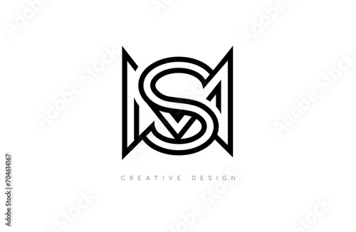 Black ms MS letter logo design made of white monogram lines. Letter idea for personal or business use vector illustration. photo