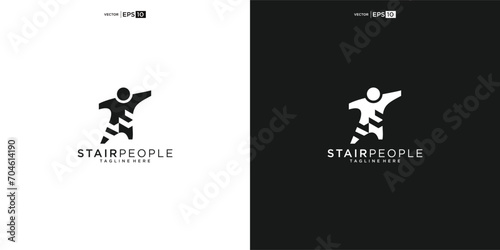 Stair Steps Tread Silhouette for Staircase Architecture Interior Building logo design