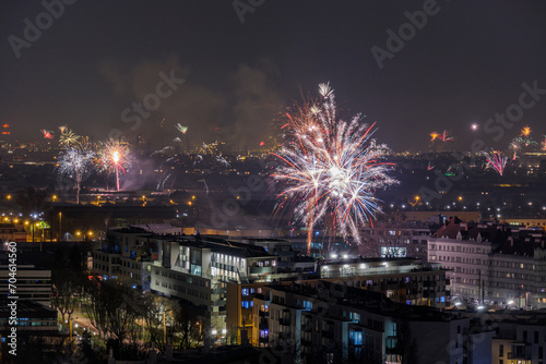 Fireworks on New Year's Eve in Vienna, Austria