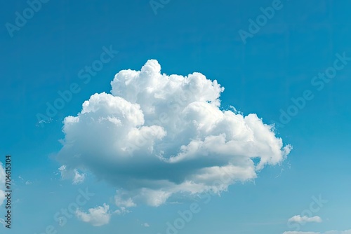 Fluffy white cloud drifting across a clear blue sky