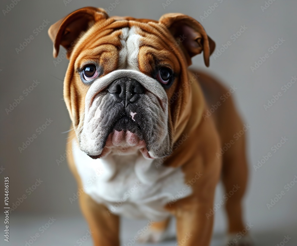English Bulldog standing on white background

