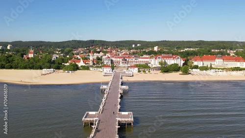 Wallpaper Mural Sopot city in Poland, aerial view. Establishing shot of famous seaside resort with luxury architecture and long pier, by the Baltic sea. Sunny summer day. Torontodigital.ca