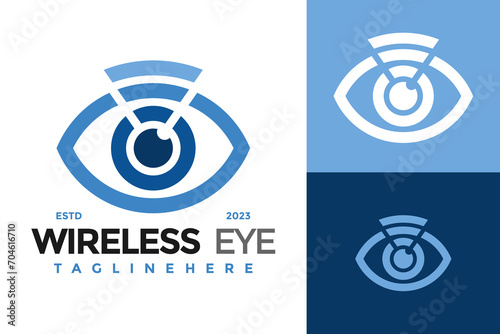 Wireless Eye Vision Logo design vector symbol icon illustration