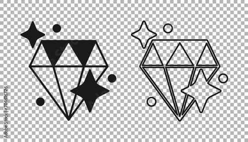 Black Diamond icon isolated on transparent background. Jewelry symbol. Gem stone. Vector