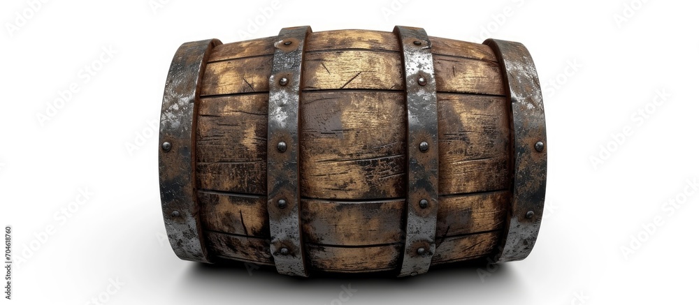 AI illustrated barrel, rusty and isolated, on white background AI illustrated barrel, rusty and isolated, on white background