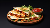  Spicy Chicken Quesadillas with Salsa on Transparent