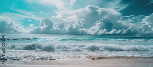 Scenic view of cloudy sky and sea waves