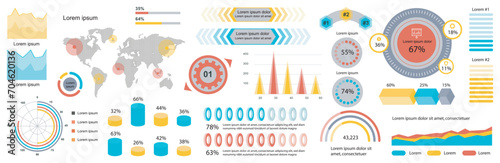 Mega set of infographic elements data visualization vector design template. Can be used for steps, options, business process, workflow, diagram, flowchart, timeline, marketing. Bundle info graphics.