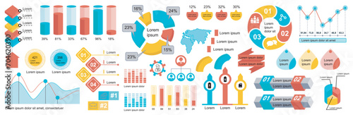 Mega set of infographic elements data visualization vector design template. Can be used for steps, options, business process, workflow, diagram, flowchart, timeline, marketing. Bundle info graphics.