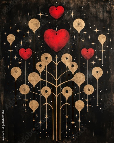 Valentine's Day Greeting Card Hand Drawn Illustrative Cute Emotive Abstract Art