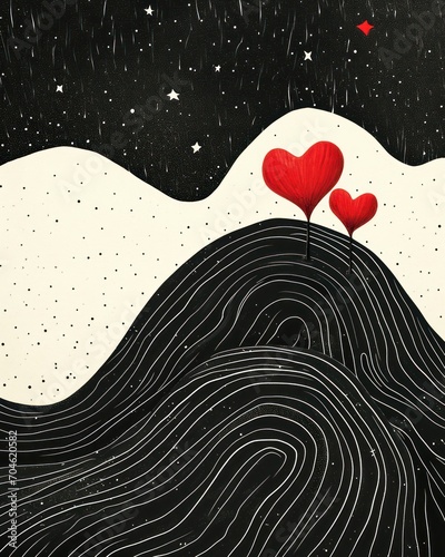 Valentine's Day Greeting Card Hand Drawn Illustrative Cute Emotive Abstract Art