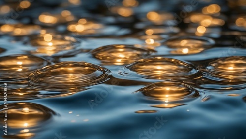 water drops on a surface water droplets with lights in the background