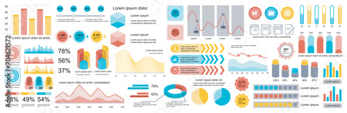 Mega set of infographic elements data visualization vector design template. Can be used for steps, options, business process, workflow, diagram, flowchart, timeline, marketing. Bundle info graphics.