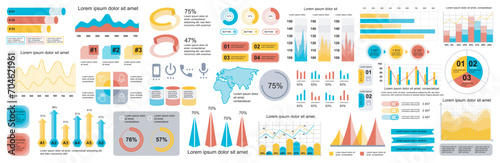 Mega set of infographic elements data visualization vector design template. Can be used for steps, options, business process, workflow, diagram, flowchart, timeline, marketing. Bundle info graphics.