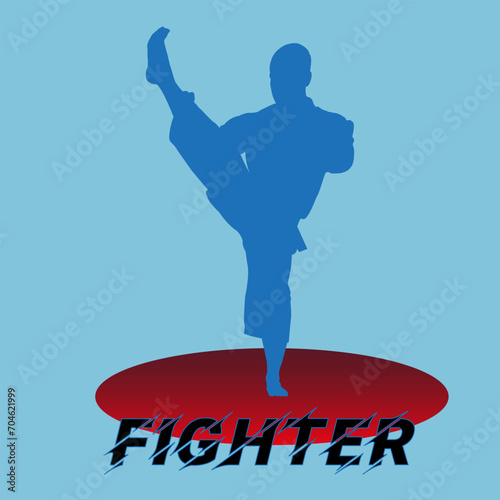FIGHTER. KARATE POSITIONS - Karate vector silhouettes. Karate martial arts. Martial arts