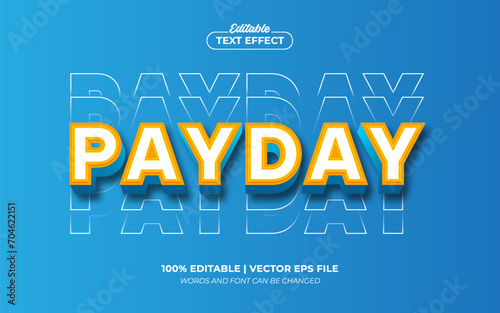 Payday Blue 3D Text Effect, Editable Text Effect Template Style Premium Vector