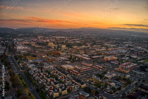 Aerial View of Escondido, California at Dusk