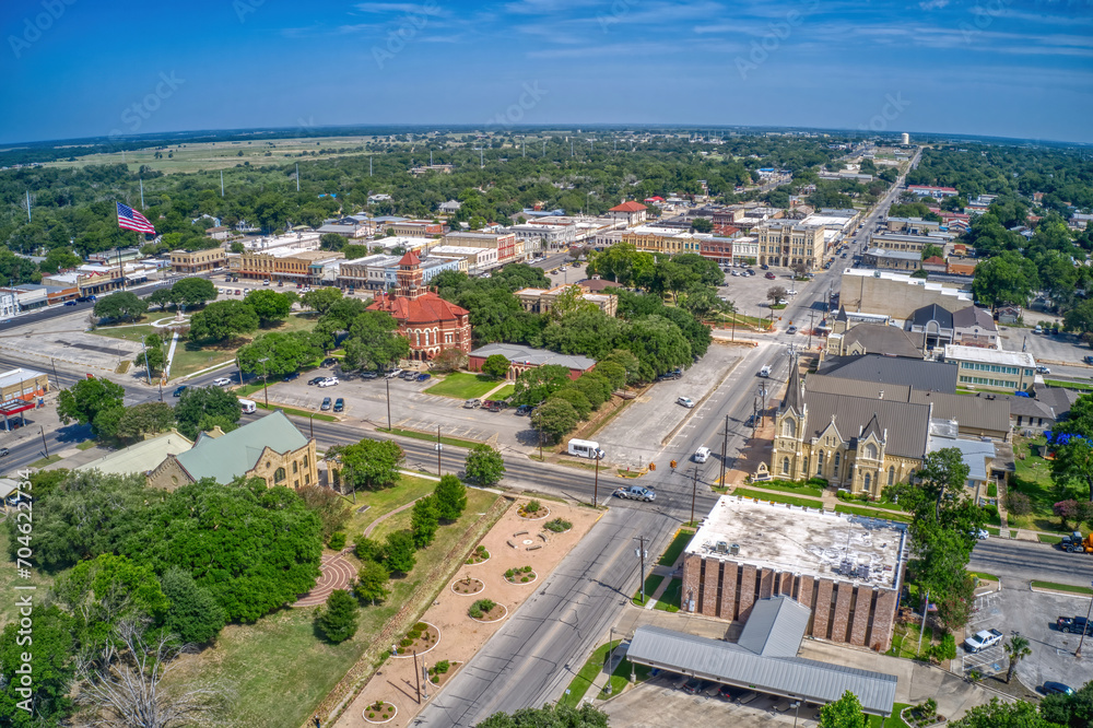 Aerial View of Gonzales, Texas in Summer