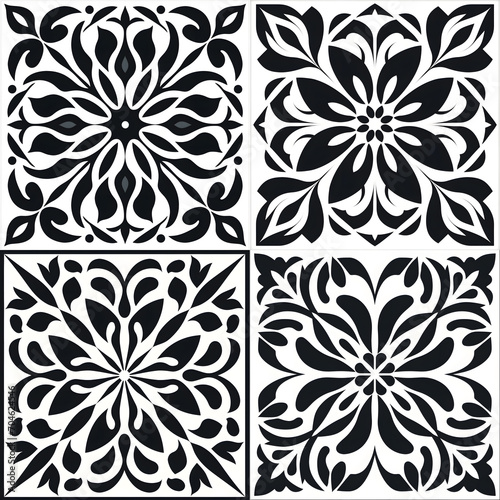 Black and white Modern stylish abstract geometric tile