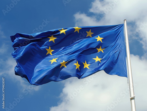 EU flag against the sky
