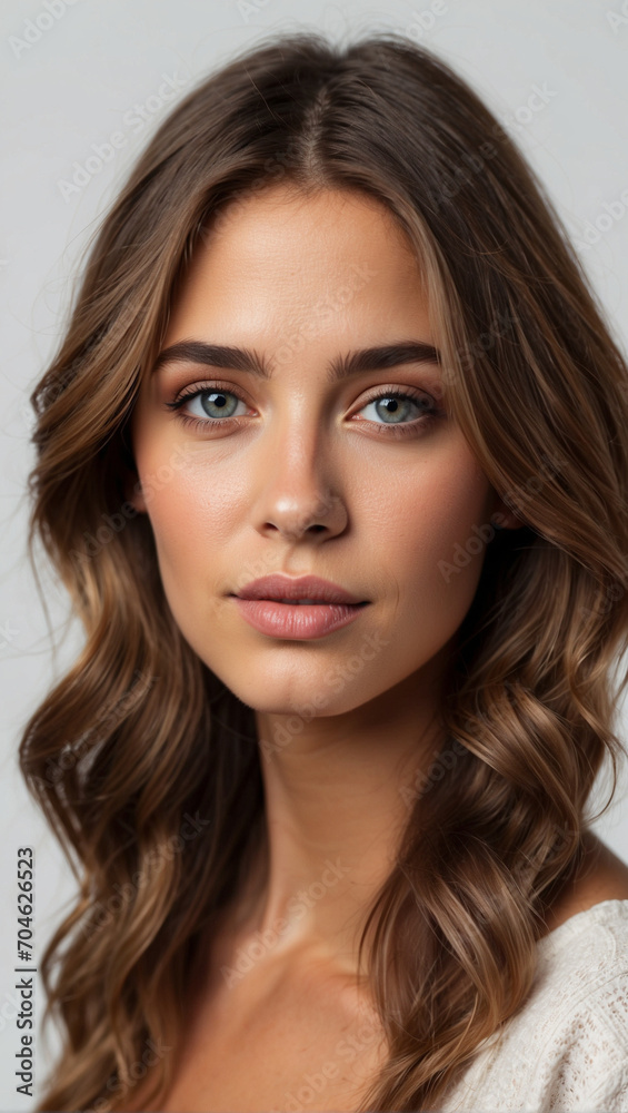 Close-up Portrait of a Beautiful Young French Model Woman on Studio Background Close-up Portrait of a Beautiful Young French Model Woman on Studio Background