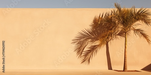 Palm tree shadows on a plain wall