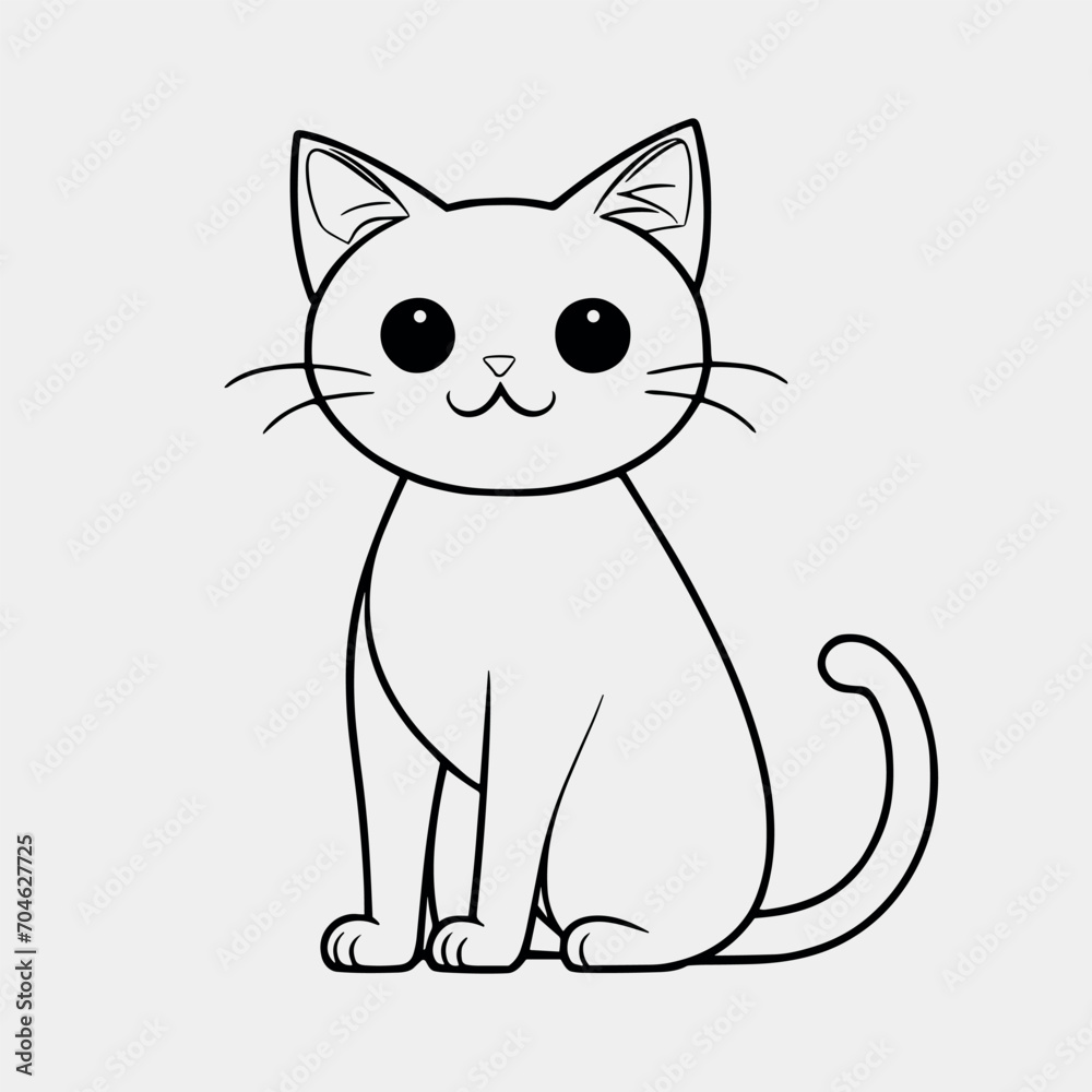 Cute cat vector black and white cartoon character design collection. White background. Pets, Animals. Cute cat vector black and white cartoon character design collection. White background. Pets, Animals.