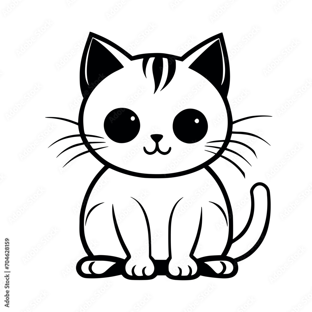 Cute cat vector black and white cartoon character design collection. White background. Pets, Animals. Cute cat vector black and white cartoon character design collection. White background. Pets, Animals.