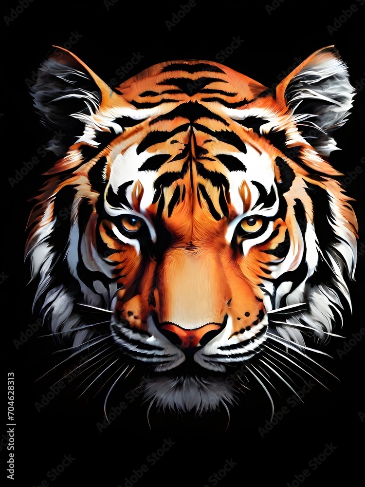 Tiger portrait on black illustrations. IA generativa Tiger portrait on black illustrations. IA generativa