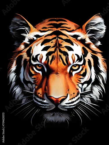 Tiger portrait on black illustrations. IA generativa