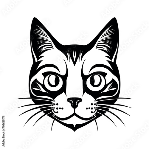 Cute cat vector black and white cartoon character design collection. White background. Pets, Animals. © saju1993