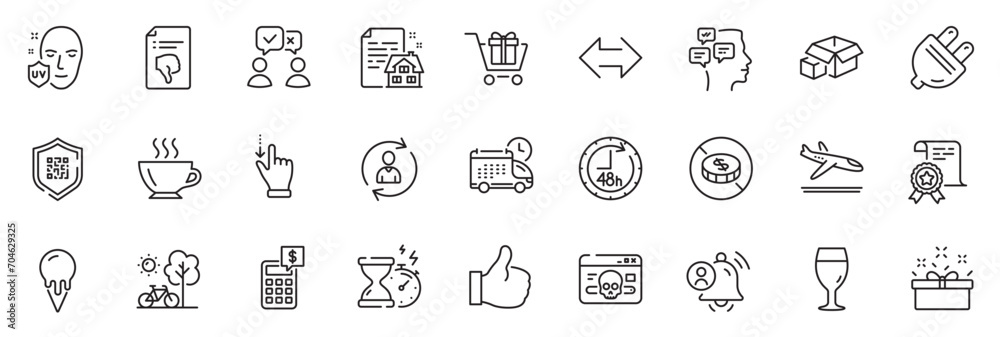 Icons pack as Qr code, Packing boxes and Electric plug line icons for app include People voting, User notification, Coffee outline thin icon web set. Like, Bicycle. Qr code outline sign. Vector Icons pack as Qr code, Packing boxes and Electric plug line icons for app include People voting, User notification, Coffee outline thin icon web set. Like, Bicycle. Qr code outline sign. Vector