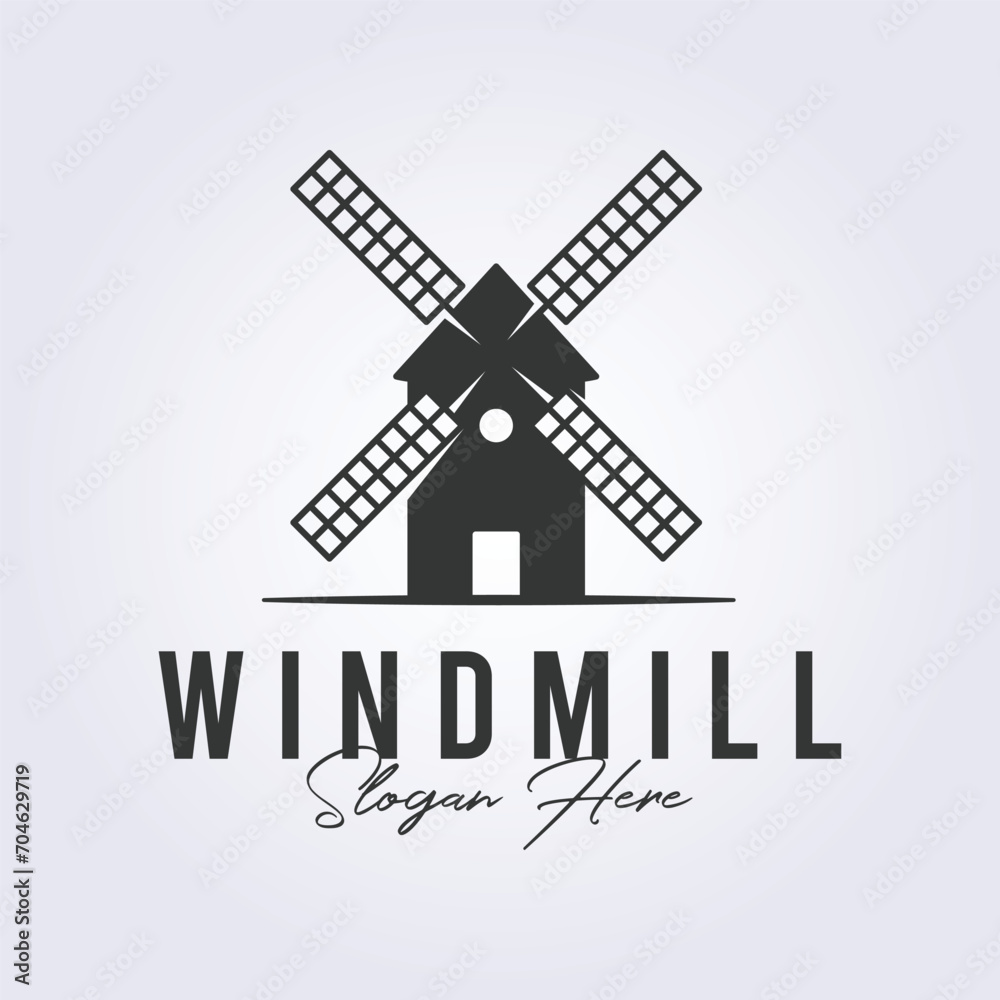 simple classic windmill logo design, vector illustration template design