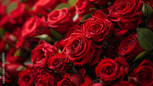 Bouquet of Red Roses in Full Bloom