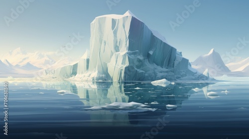 Iceberg at sunset. Nature and landscapes. Neural network AI generated art © mehaniq41