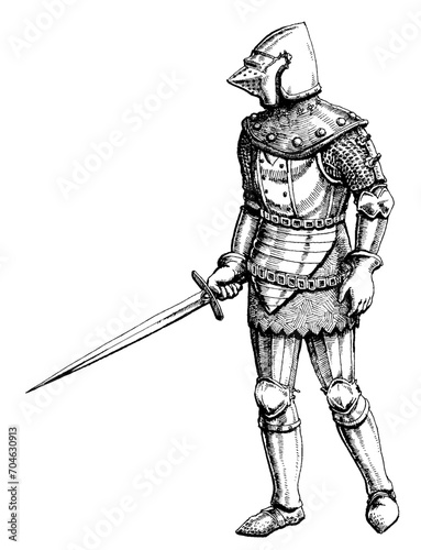 Italian knight. Hand drawn. Vector image