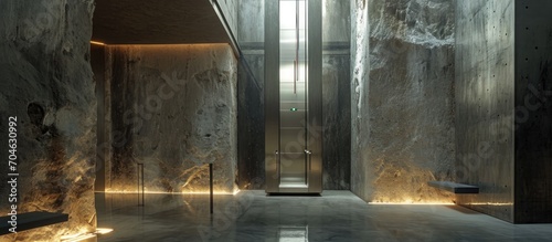 Underground elevator tower in Genk, Belgium for coal mines. photo