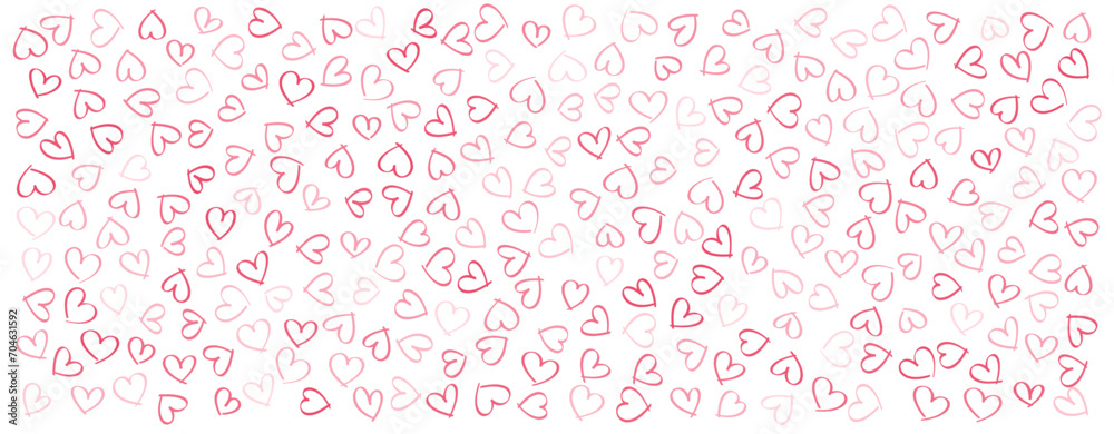 Pink love heart pattern illustration. Valentine's day holiday backdrop texture with small bubble hearts.