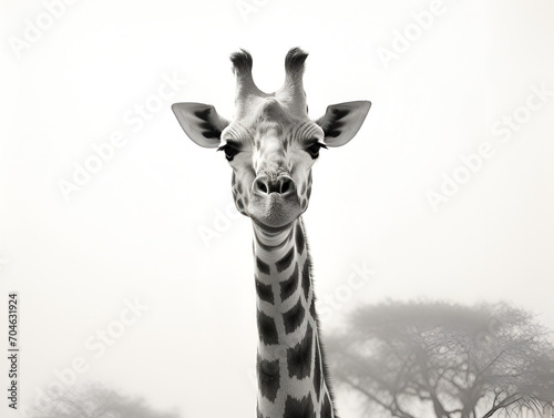 Black and white photo of giraffe  black and white photo of animal   large poster prints  animal prints for editorials