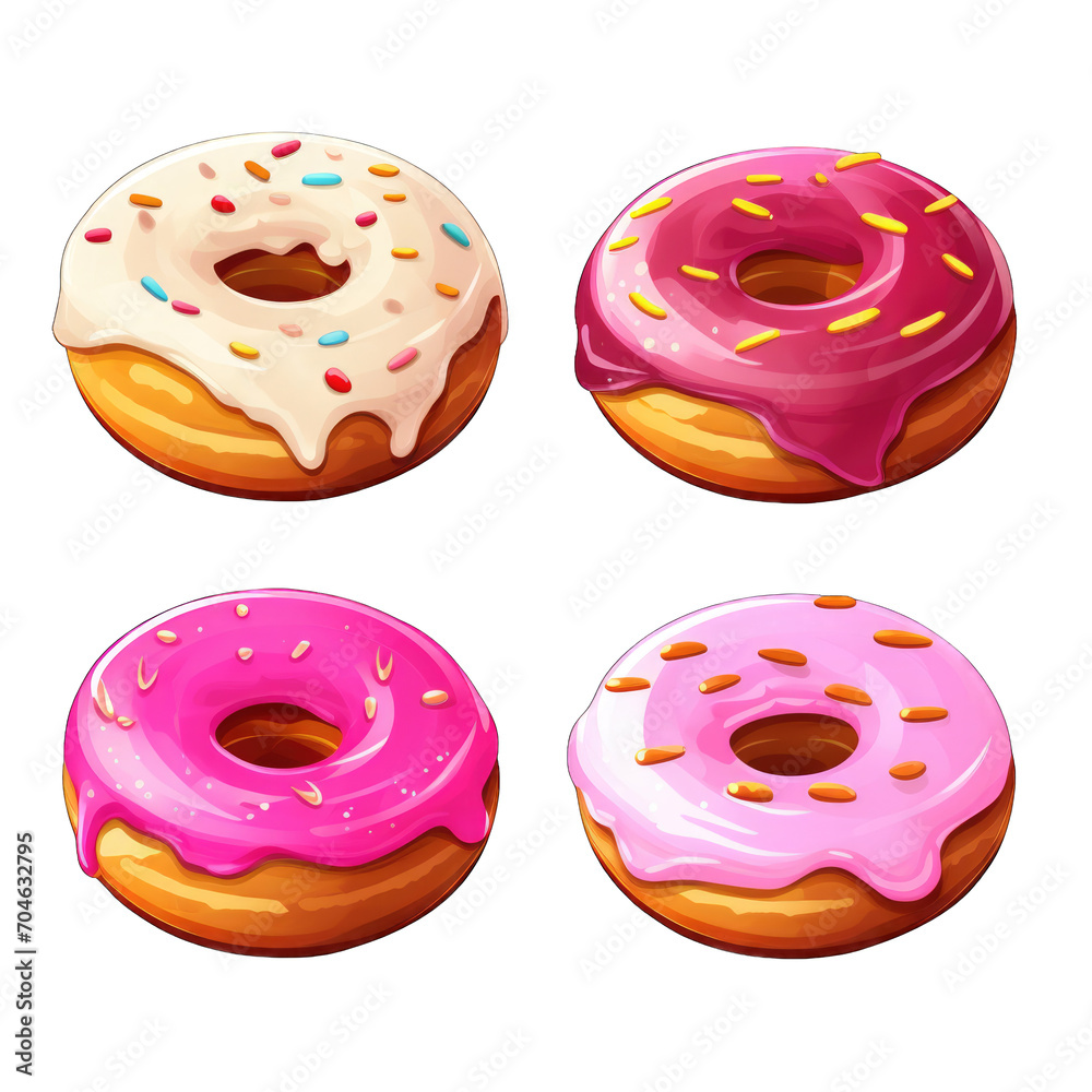 Donut Set Isolated on white Background, png Donut Set Isolated on white Background, png