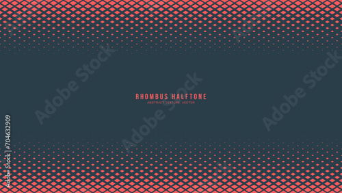 Fotografija Checkered Rhombus Half Tone Pattern Vector Frame Red Abstract Background