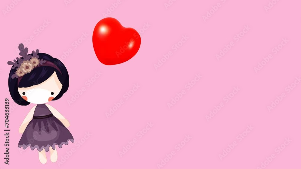 3D animation of red heart with A girl in love. Seamless 3d heart rendering romantic background for valentines day 14 february. 3D animation of red heart with A girl in love. Seamless 3d heart rendering romantic background for valentines day 14 february.