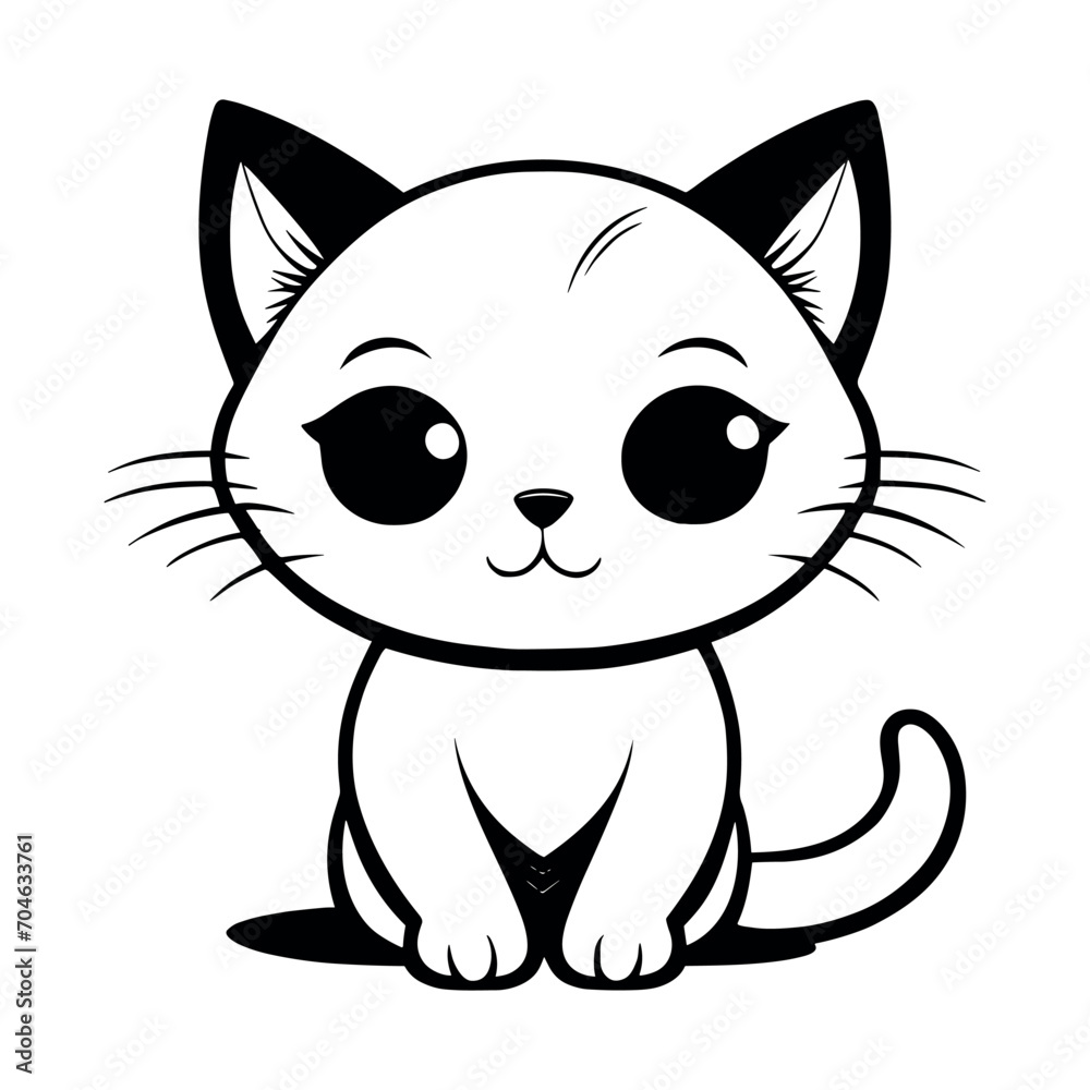 Cute cat vector black and white cartoon character design collection. White background. Pets, Animals. Cute cat vector black and white cartoon character design collection. White background. Pets, Animals.